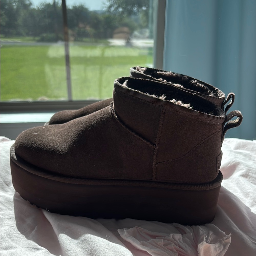 Brown Suede Platform Ankle Boots UGG PLATFORM ULTRA MINI